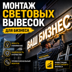 Монтаж световых вывесок